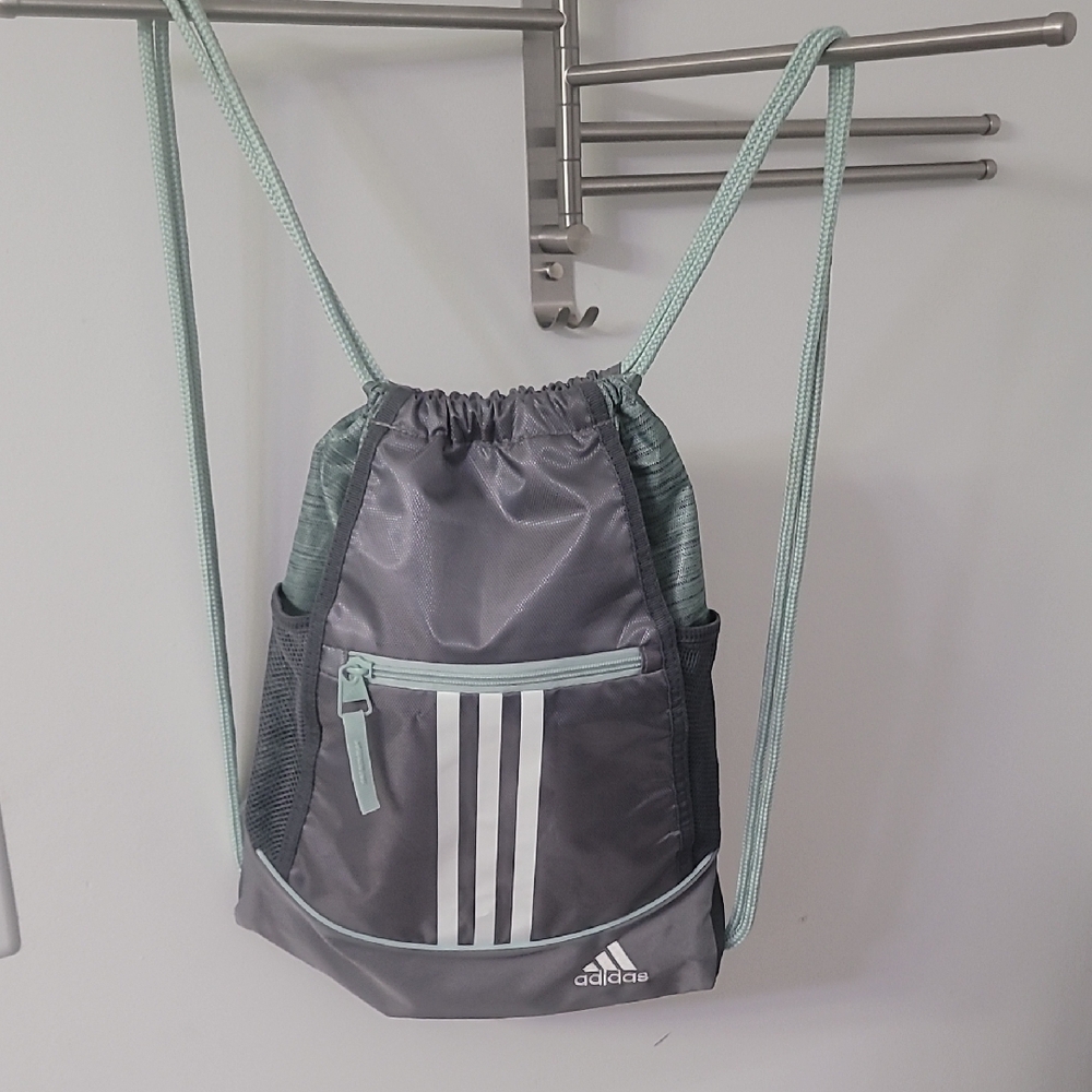 Adidas Gray Drawstring Backpack - image 1